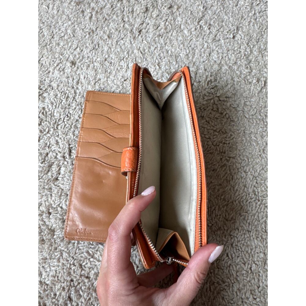 Cole Haan Orange Pebbled Leather Wallet Clutch - Picture 5 of 5